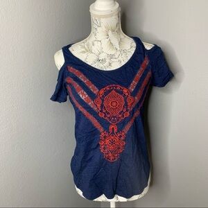 Lucky Brand Embroidered Cold Shoulder Size Small